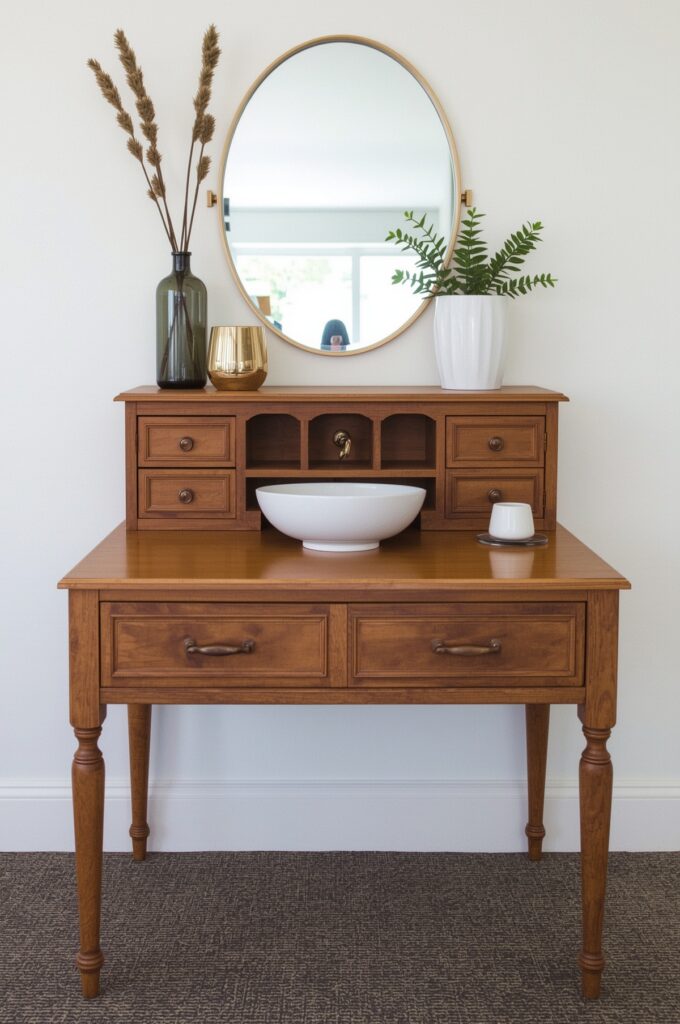 Repurposed Desk or Console Table Vanity