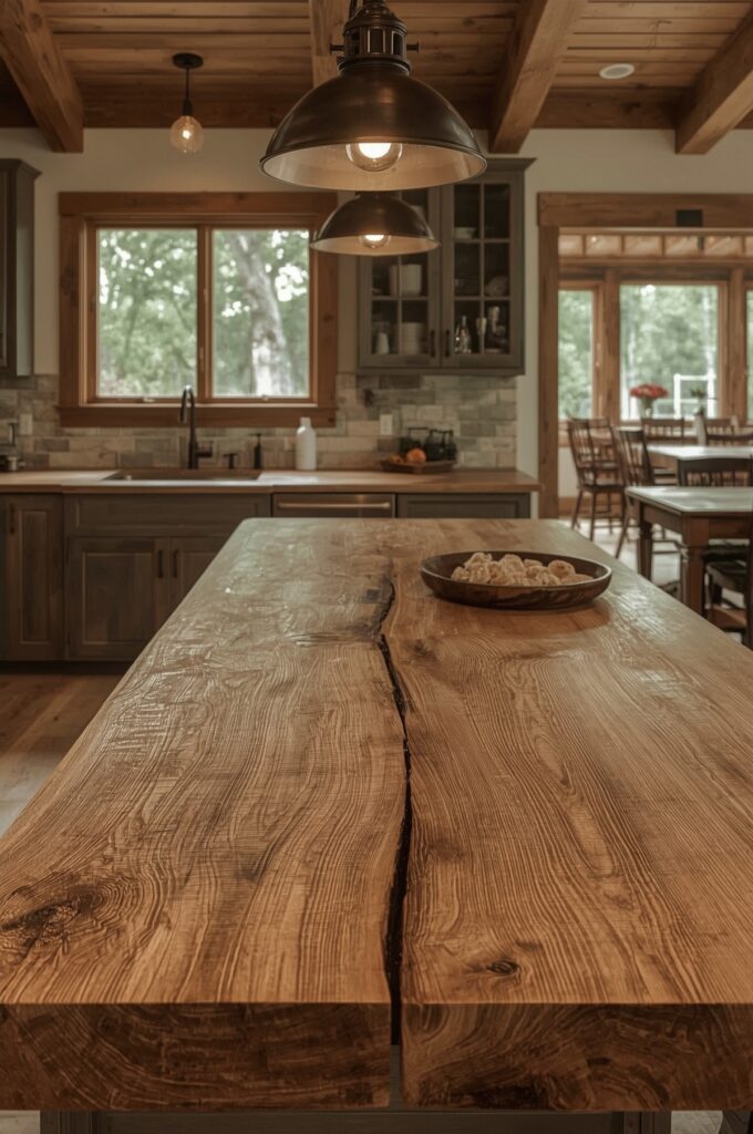 Rustic Wood Slab Counter
