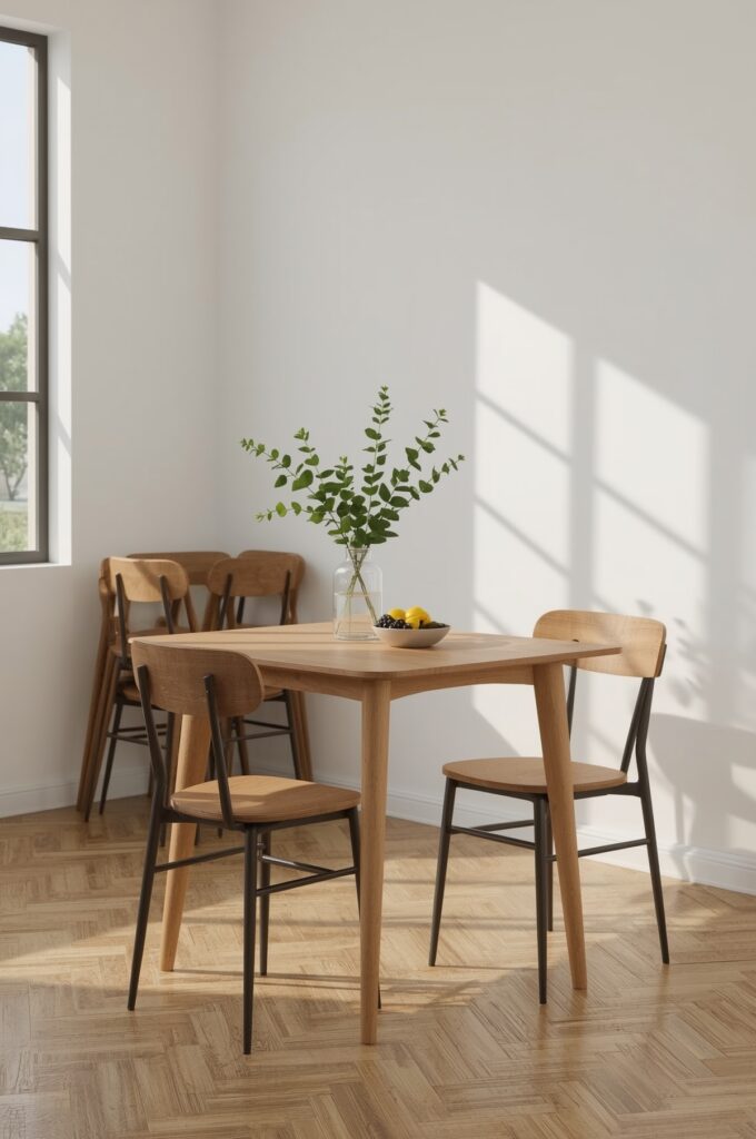 Small Dining Set with Stackable Chairs