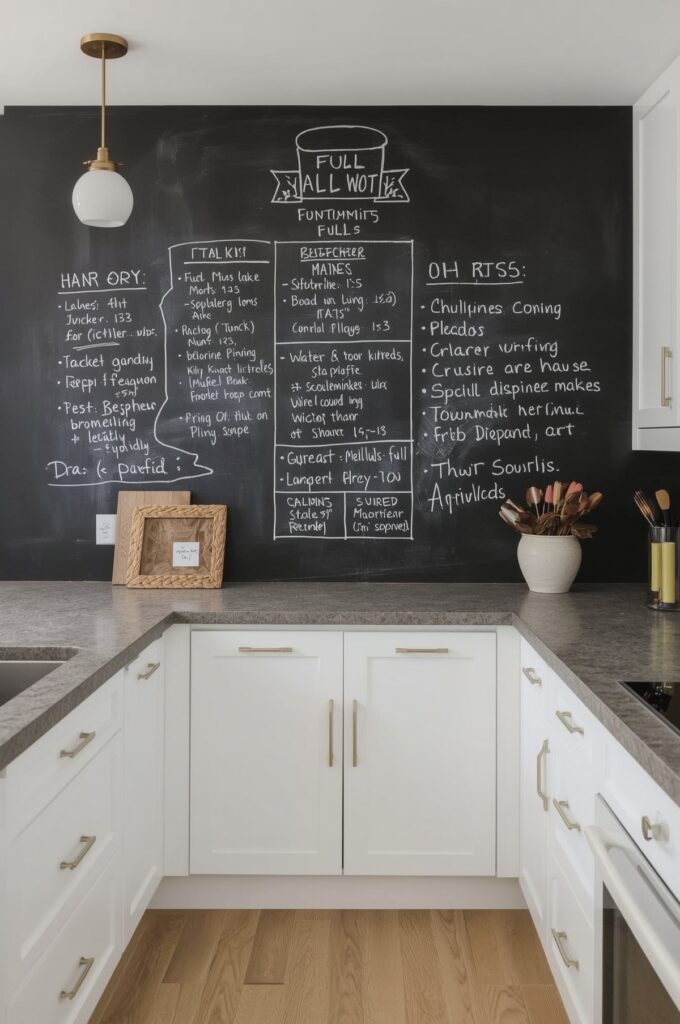 One-Wall Kitchen with Chalkboard Backsplash