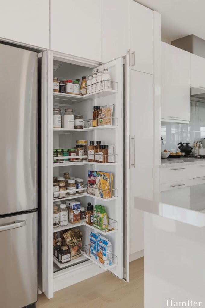 Pull-Out Pantry Beside the Fridge