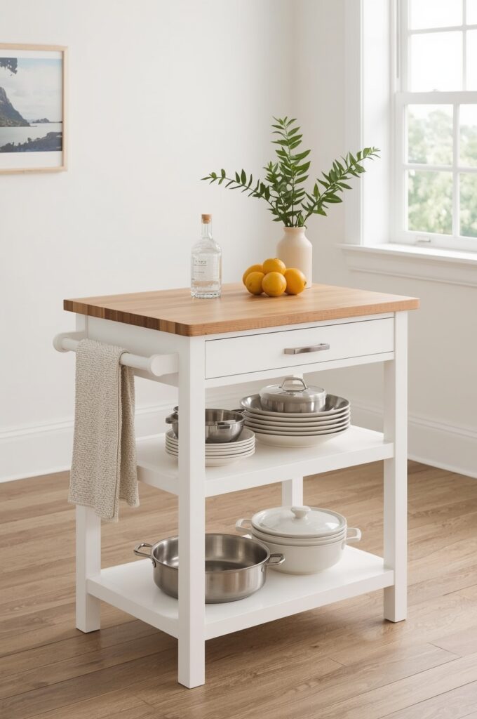 Foldable Kitchen Island with Storage