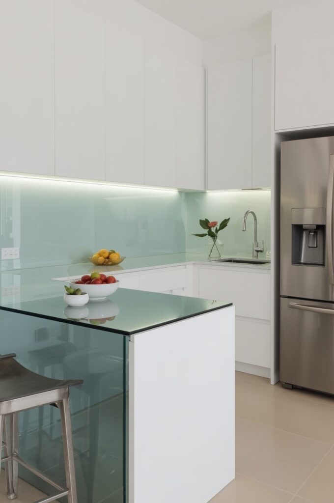 Glass Backsplash Integrated Counter