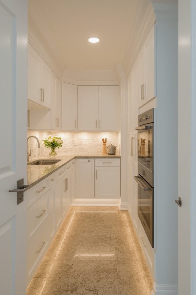 Narrow Galley with Under-Cabinet Lighting
