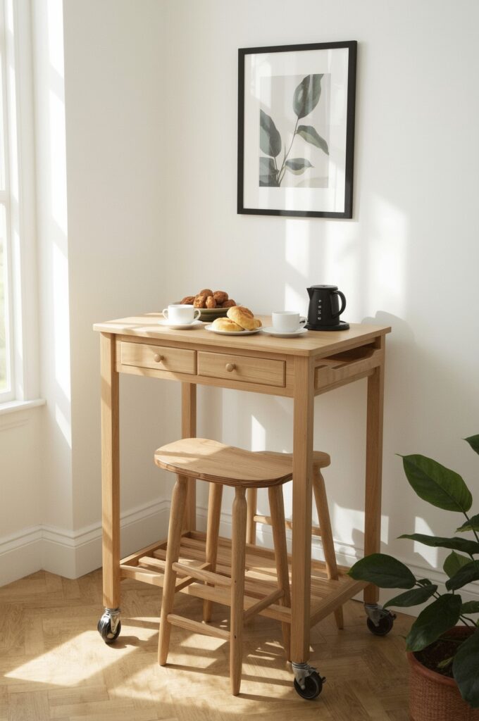 Compact Rolling Breakfast Bar