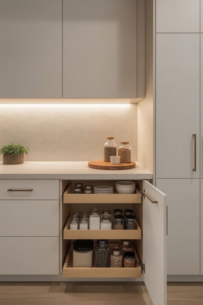 Countertop with Sliding Pantry Section