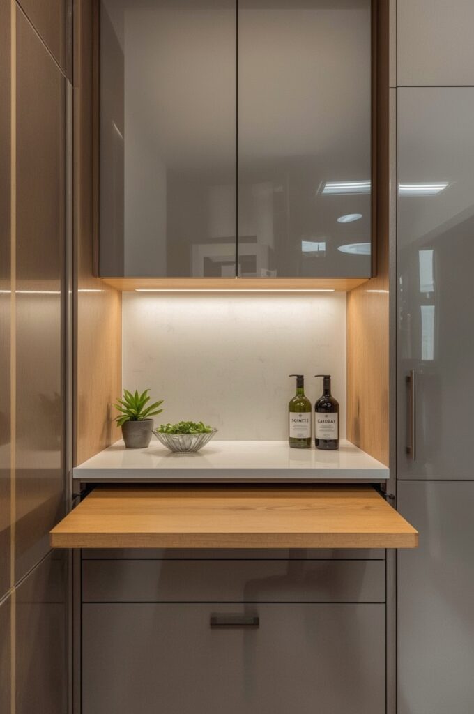 Pull-Out Counter Surface Under Cabinets
