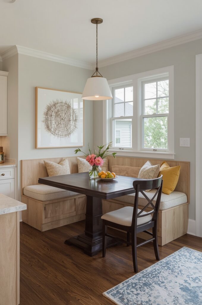U-Shaped Kitchen with Slide-In Bench Storage