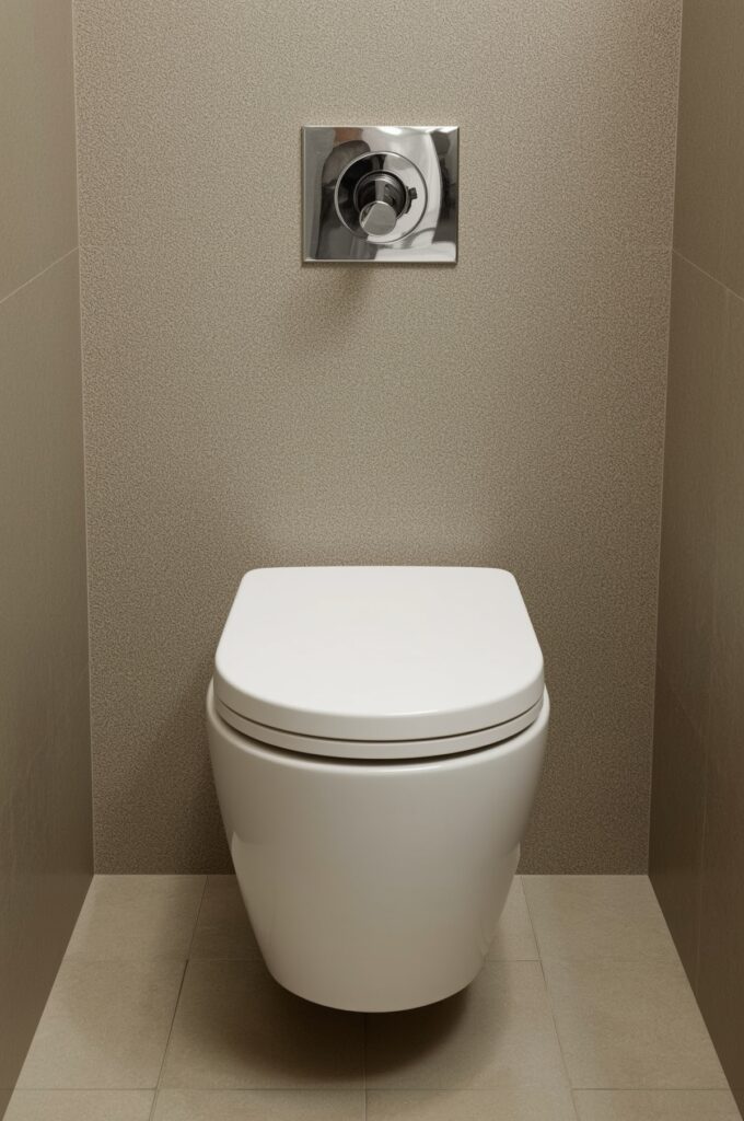 Hidden Tank Toilet with Recessed Flush Plate