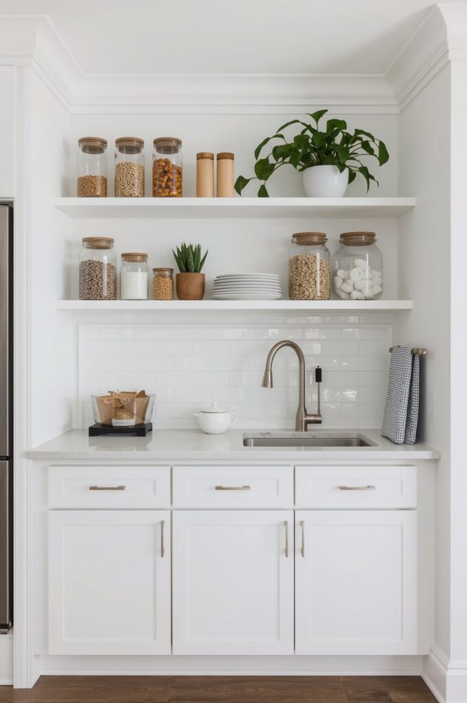 Countertop with Elevated Display Shelf