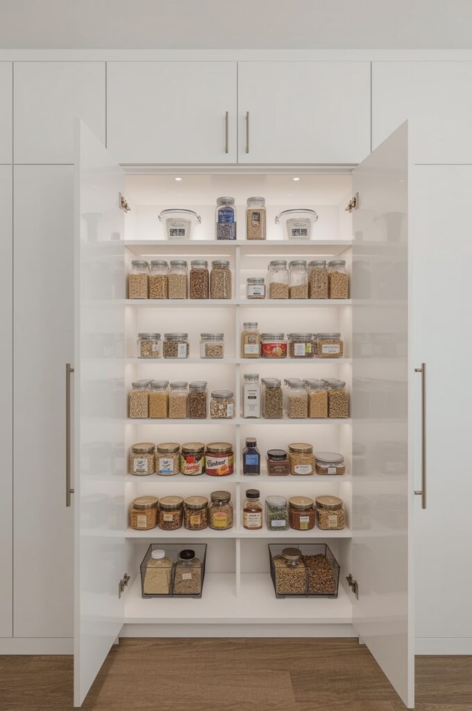 Hidden Pantry Behind Seamless Cabinet Doors