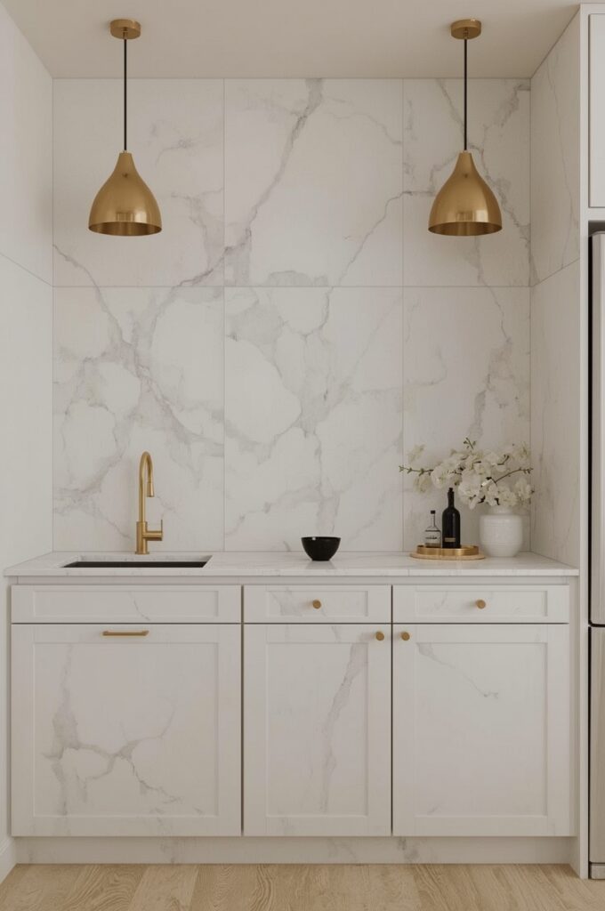 Marble Countertop with Gold Fixtures