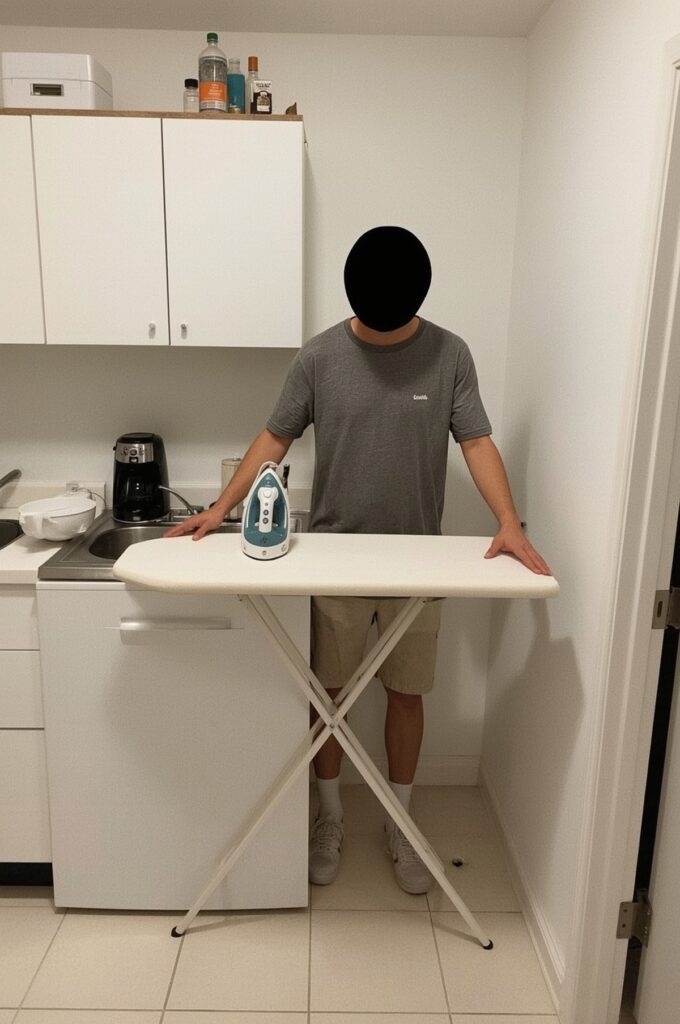 Fold-Down Ironing Board Counter Combo