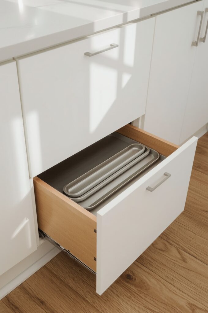 Hidden Toe-Kick Drawer Under Cabinets