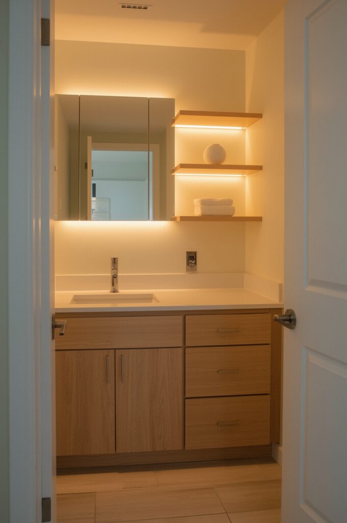 Hidden LED Strips Under Floating Fixtures