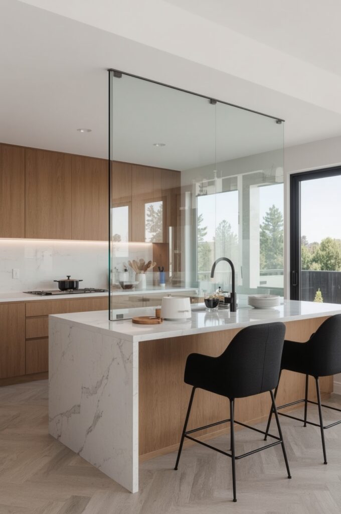 Countertop with Glass Partition for Separation