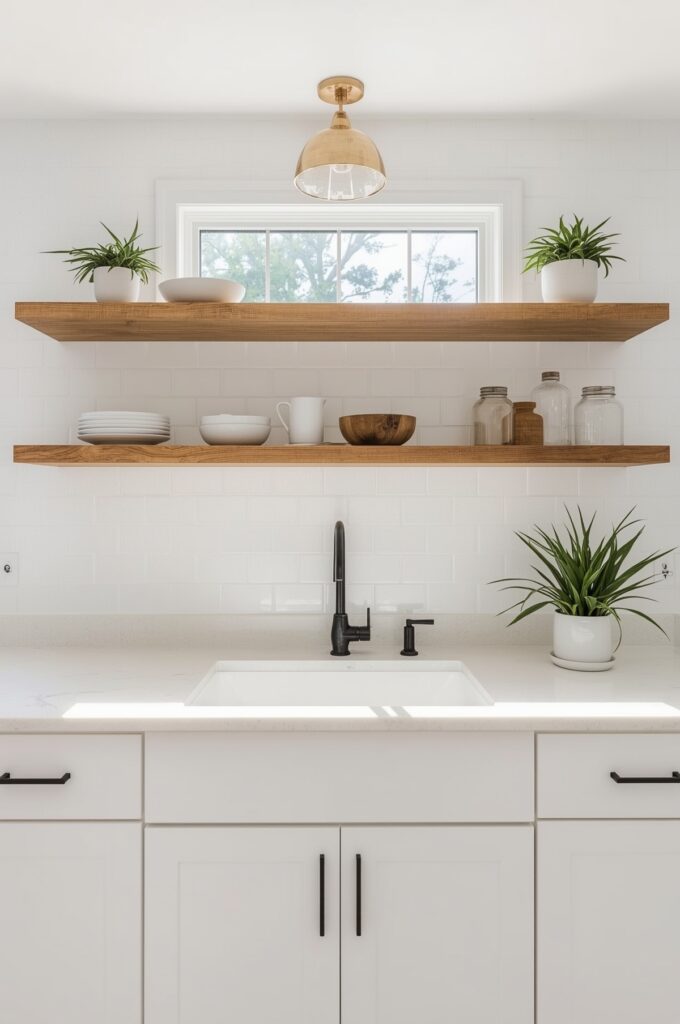 Open Shelving Above Sink Area