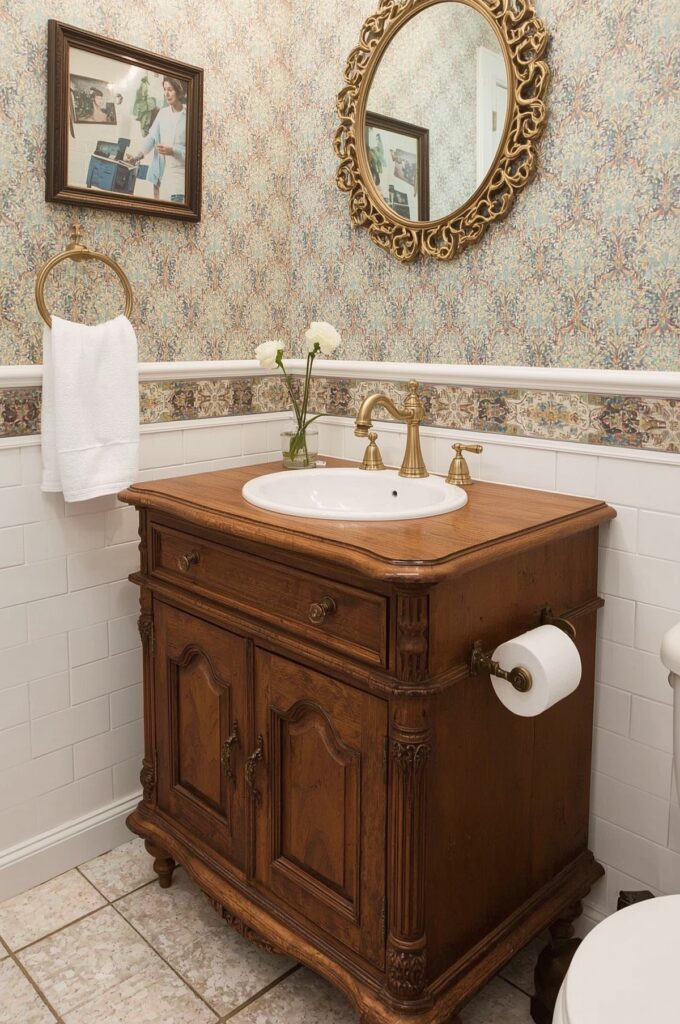 Repurposed Antique Cabinet Vanity