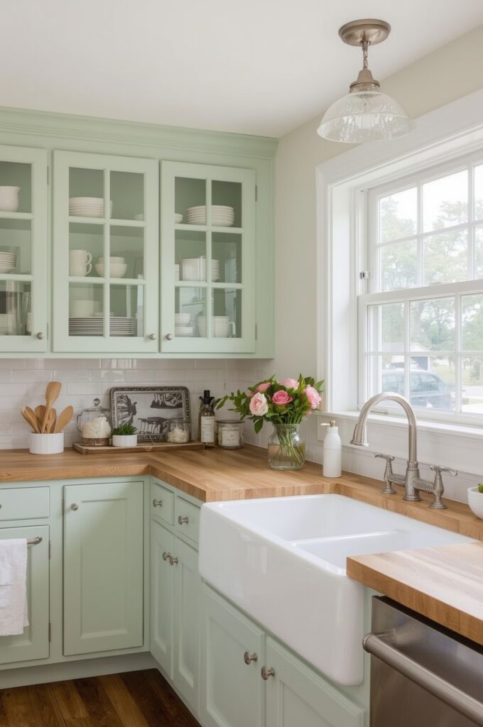 Glass-Front Cabinets for Airy Appeal