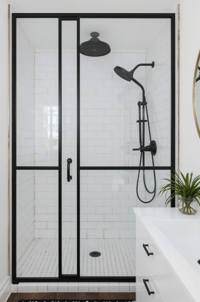 Minimalist Black Frame Shower Enclosure