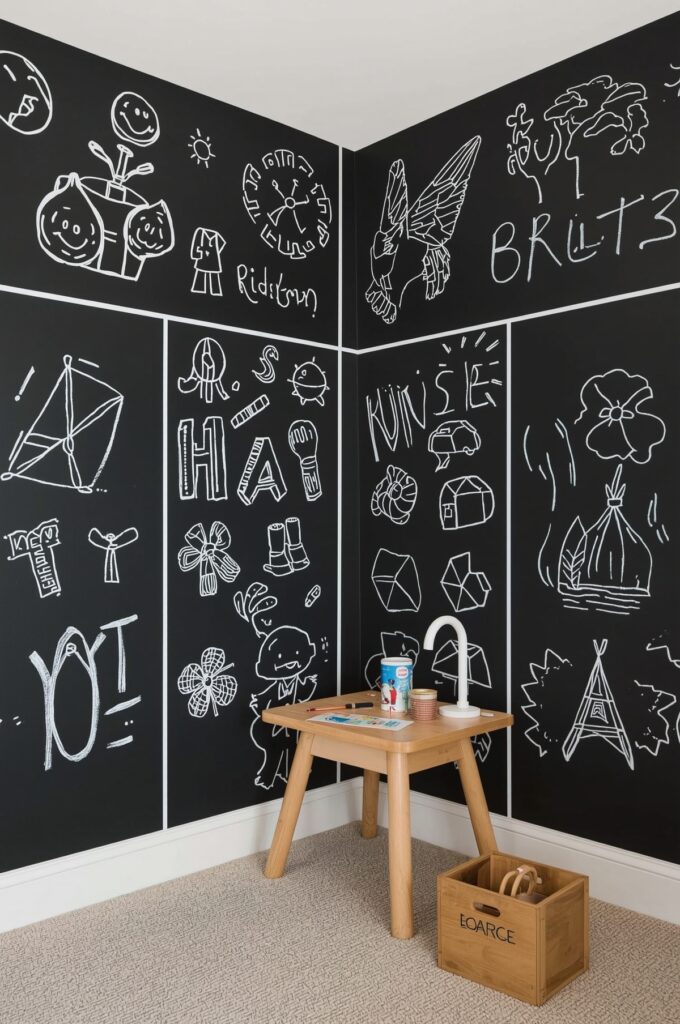 Black-and-White Chalk Wall Section