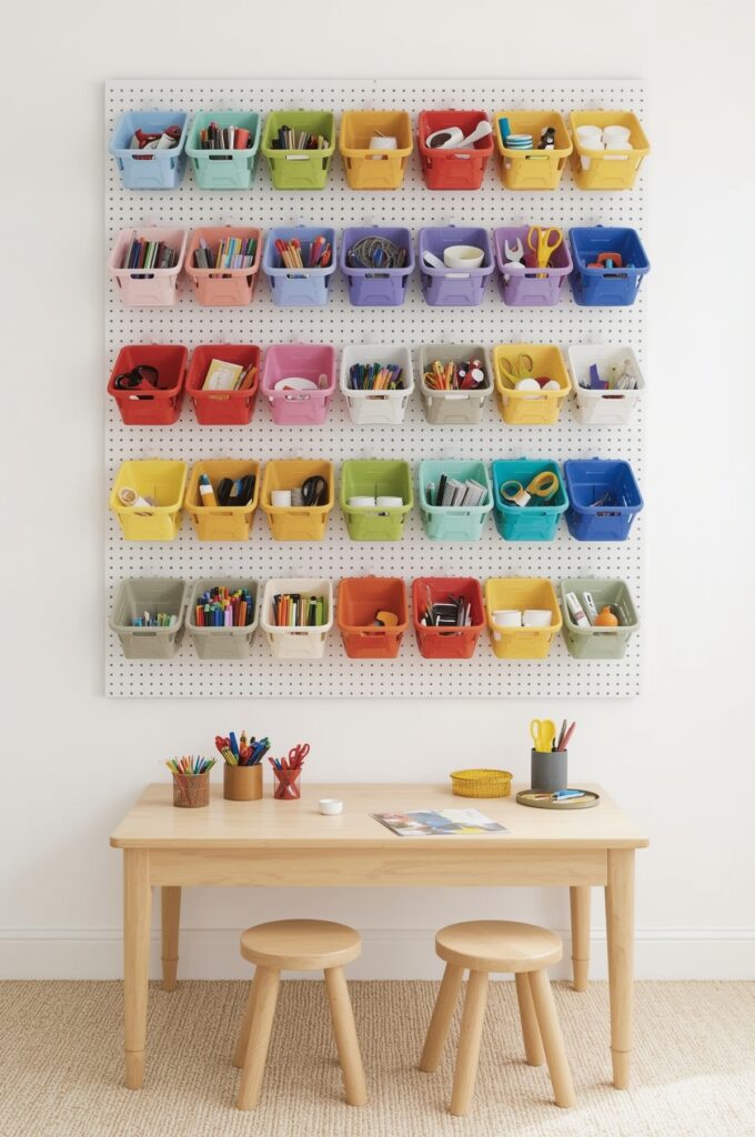 Pegboard Wall for Art Supplies