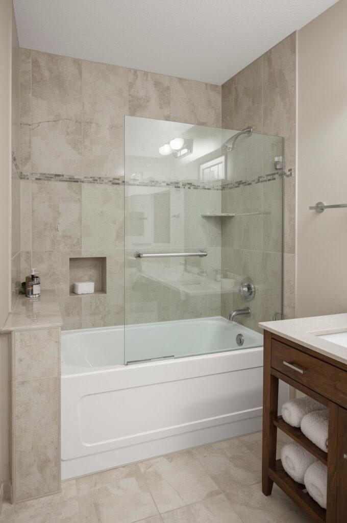Tub with Half Glass Pony Wall