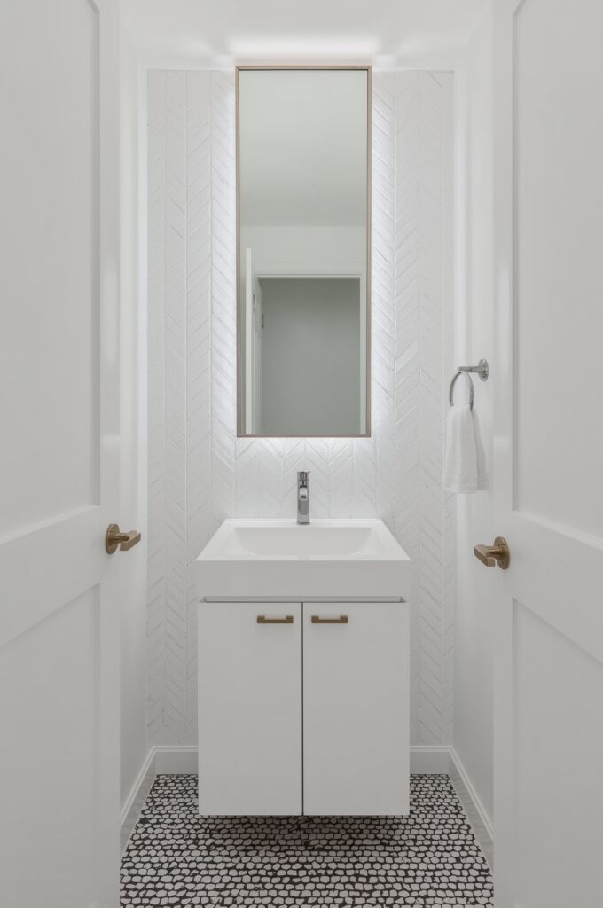 Vertical Herringbone Tiles for a Tall Effect