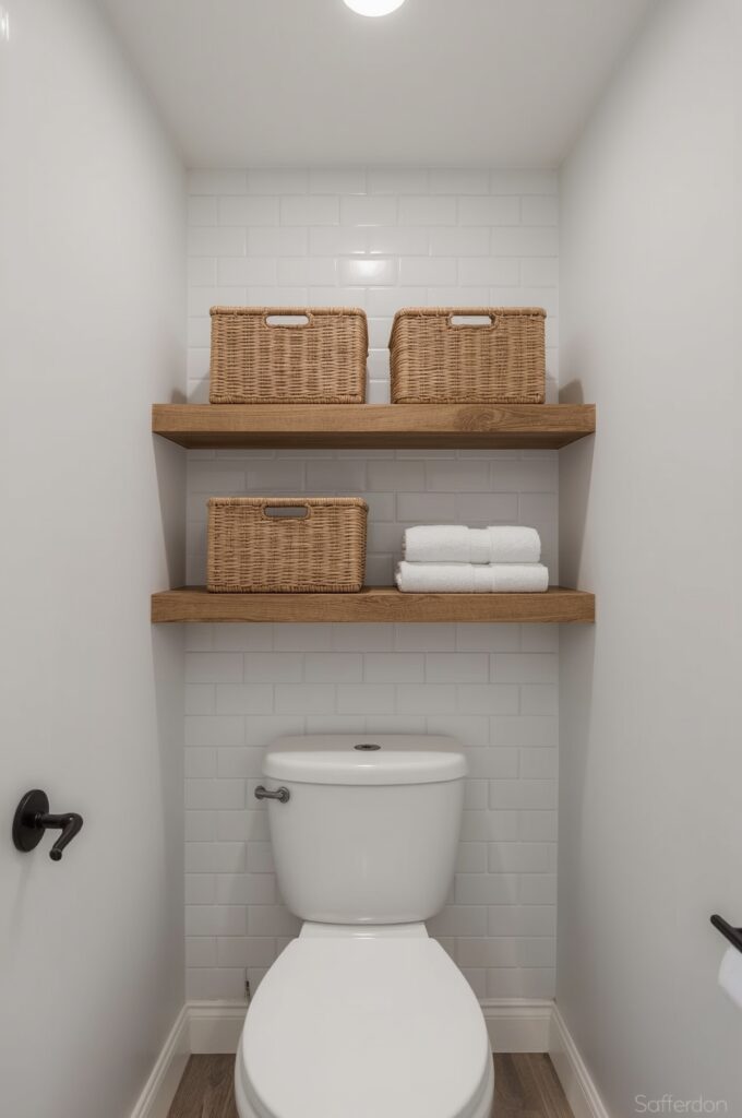 Toilet with Shelf Above for Storage