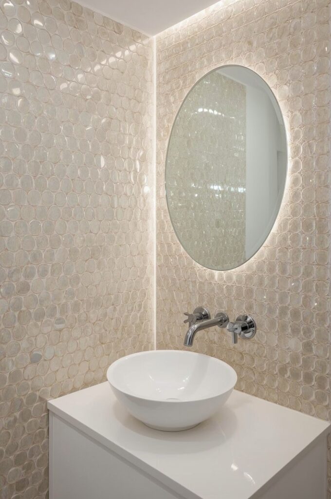High-Gloss Penny Round Mosaic on Walls