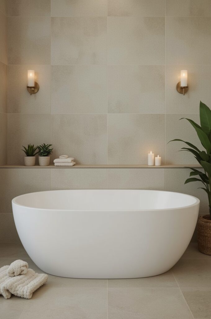 Tub with Surround Shelf for Décor