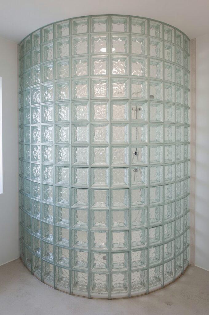 Curved Glass Block Partition Wall