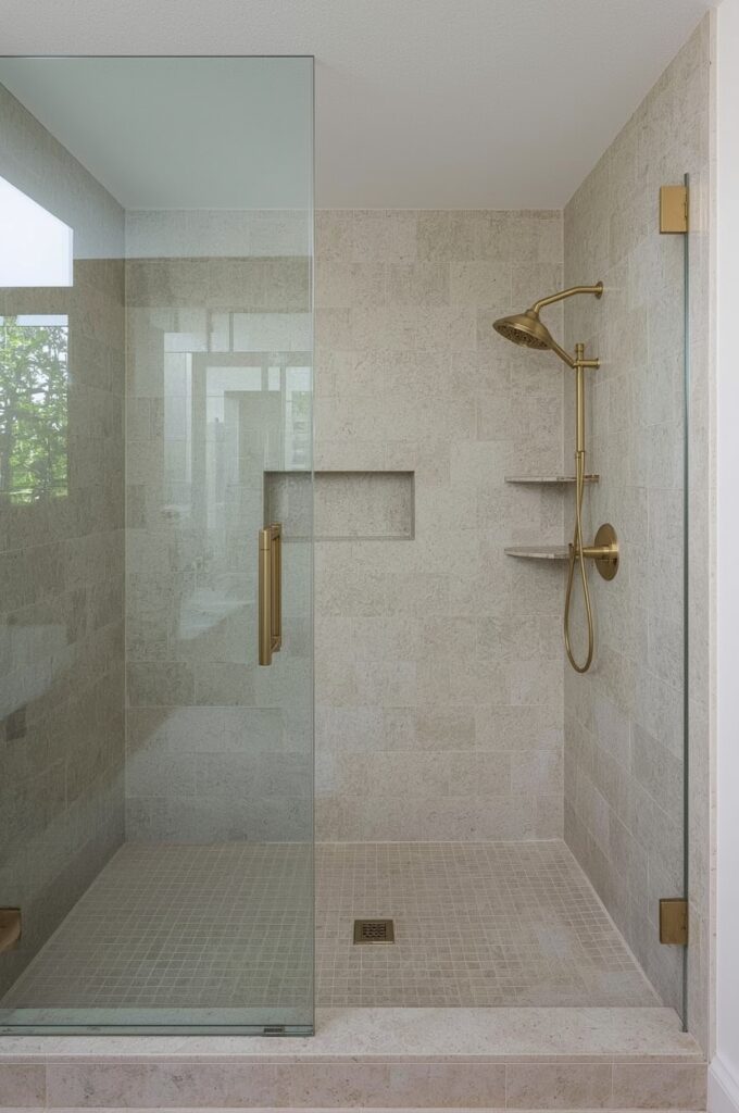 Floor-to-Ceiling Tiles in Shower Area