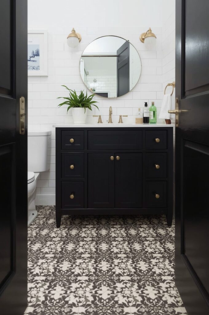 Graphic Black-and-White Encaustic Floor Tiles