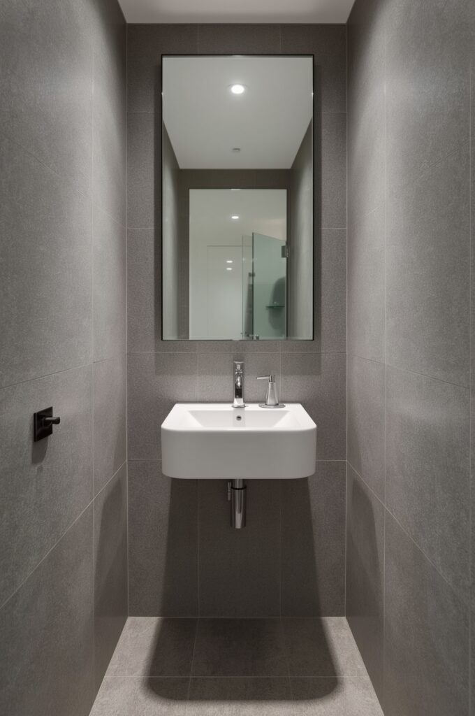 Simplify Layout with a Narrow Wall-Mounted Basin