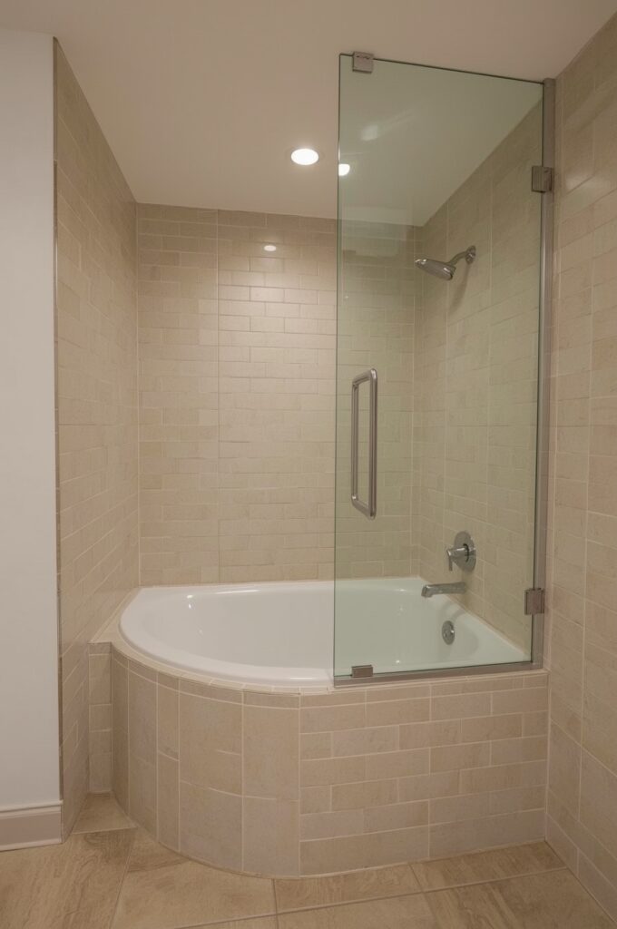 Curved Tub in Small Corner