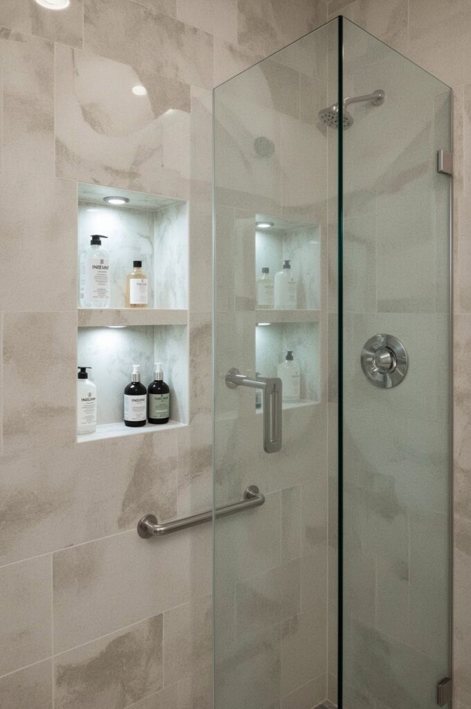 Keep Showers Organized with Built-In Caddies