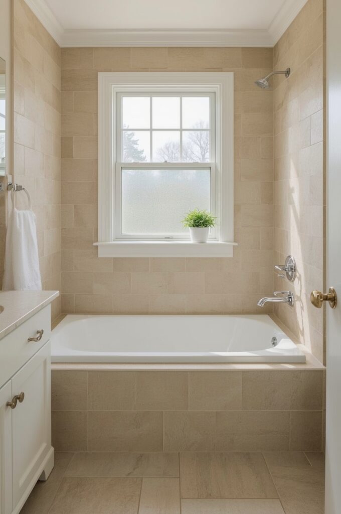 Tub with Light, Neutral Tiles