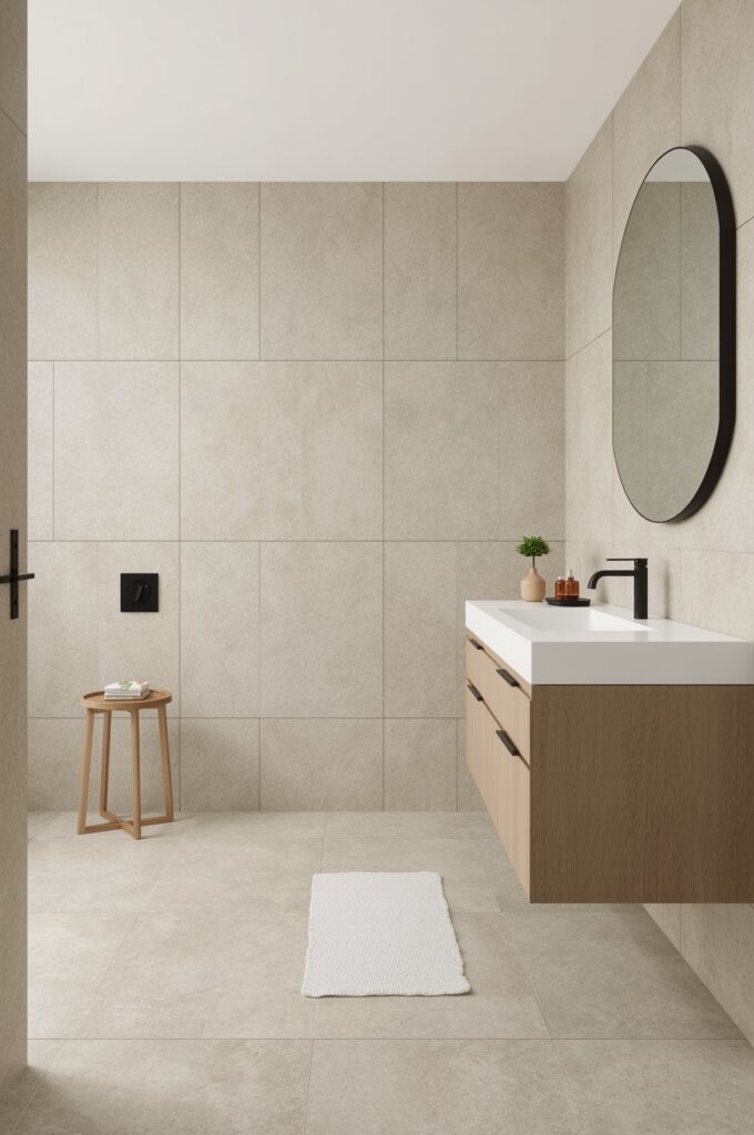 Large-Format Porcelain Slabs with Minimal Grout