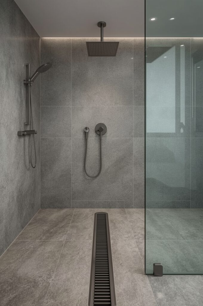 Open Wet Room with Linear Drain