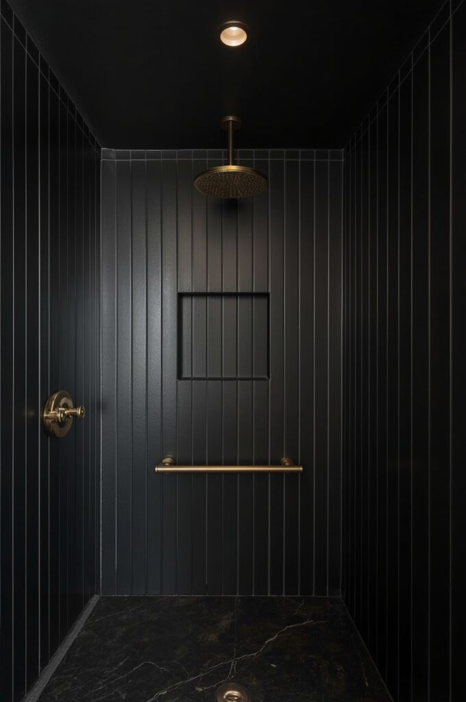 All-Black Matte Tiles with Minimal Lines