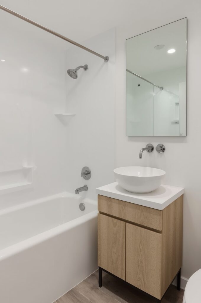 Tub with Compact Vanity Beside