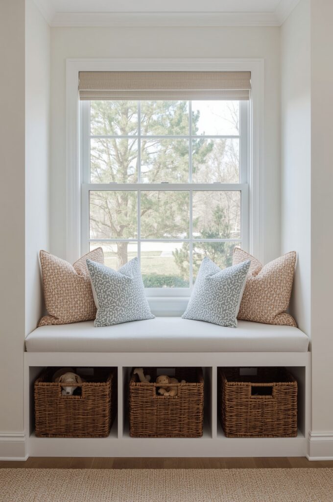 Under-Window Bench with Baskets