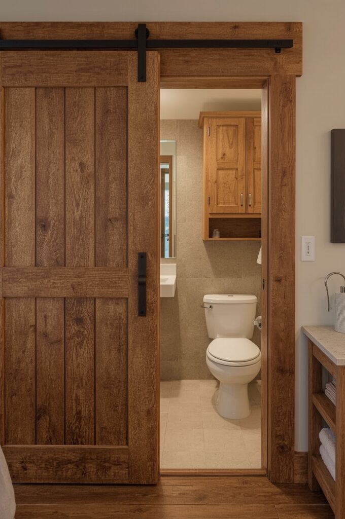 Add Character with Sliding Barn-Style Bathroom Doors