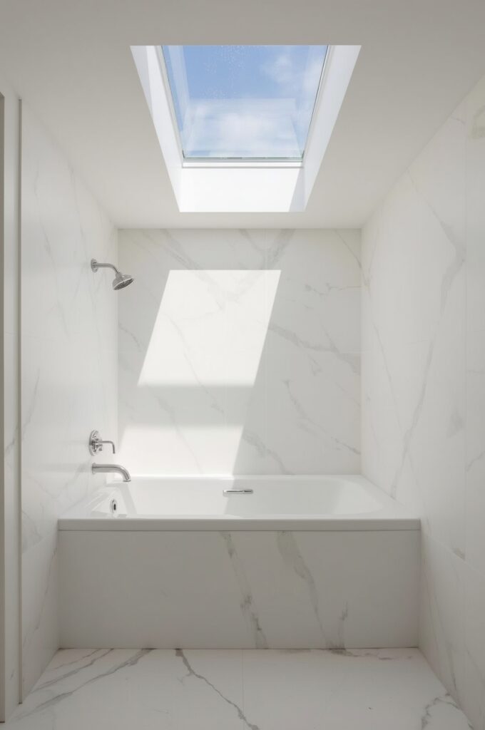 Tub with Skylight Above for Natural Light
