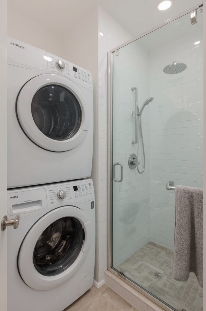 Dual-Purpose Shower and Laundry Corner