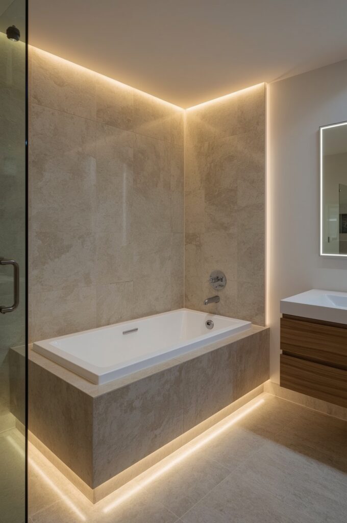 Tub with Recessed LED Lighting