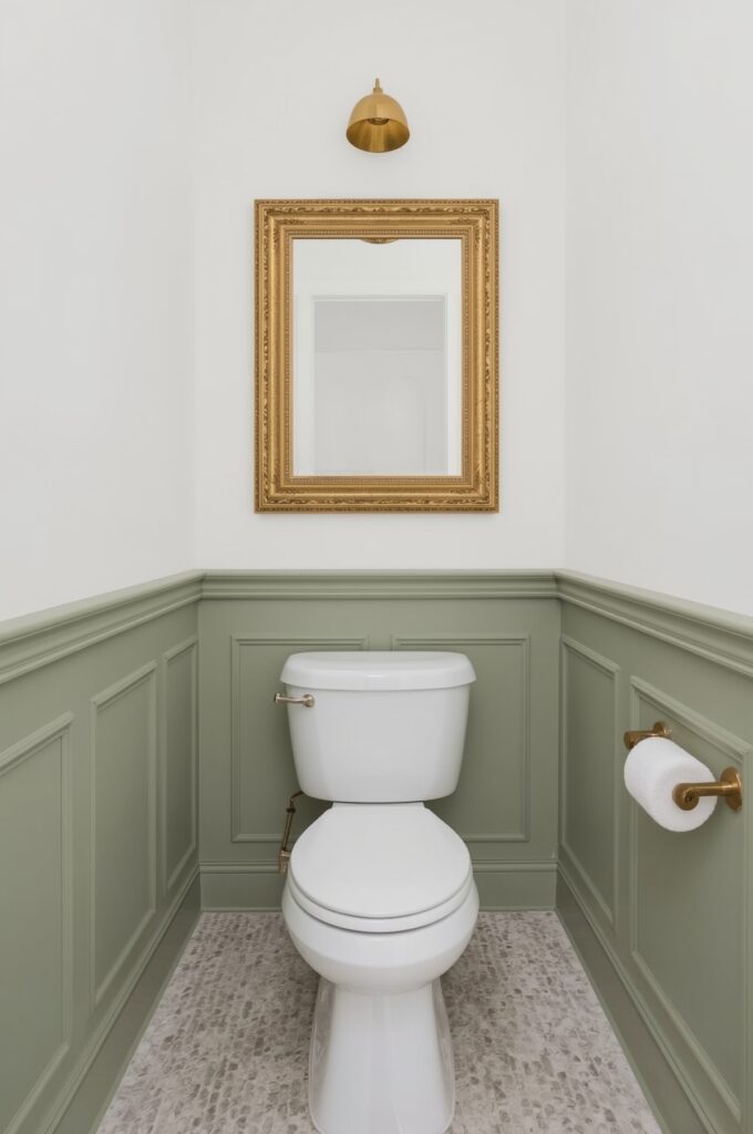 Toilet with Decorative Wall Paneling