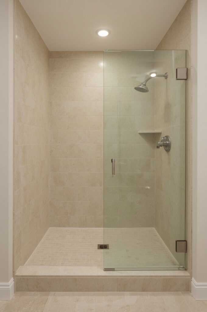 Open Shower with Subtle Floor Slope