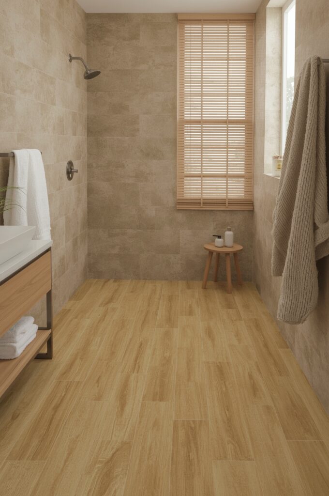 Warm Honey Wood-Effect Tiles